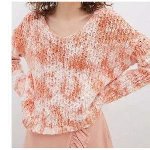 Anthropologie Pilcro Pointelle Knit Tie Dye Creamsicle Sweater Medium